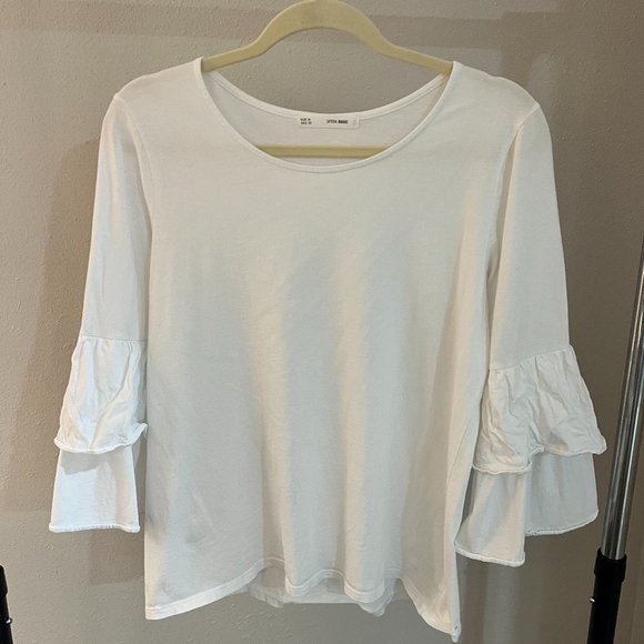 El Corte Inglés Bell Sleeve White Cotton Top Women's Medium-Preowned - Picture 1 of 3
